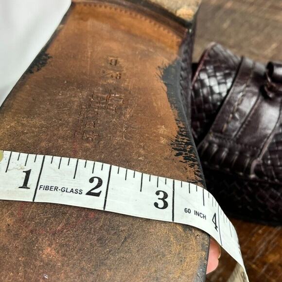 Allen Edmonds Loafers Mens 9.5B RIMINI Basket Woven Reddish Brown Leather Tassel